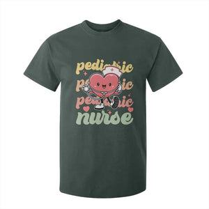 Valentine's Day T Shirt For Kid Retro Pediatric Nurse Cute Heart Stethoscope TS09 Dark Forest Green Print Your Wear