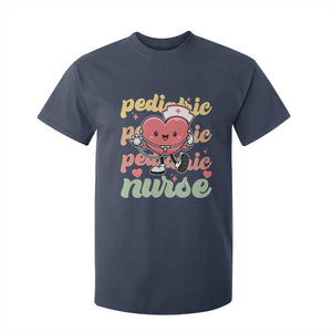 Valentine's Day T Shirt For Kid Retro Pediatric Nurse Cute Heart Stethoscope TS09 Navy Print Your Wear