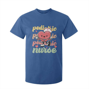 Valentine's Day T Shirt For Kid Retro Pediatric Nurse Cute Heart Stethoscope TS09 Royal Blue Print Your Wear