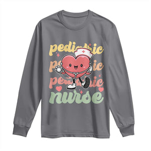 Valentine's Day Long Sleeve Shirt Retro Pediatric Nurse Cute Heart Stethoscope TS09 Charcoal Print Your Wear