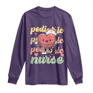 Valentine's Day Long Sleeve Shirt Retro Pediatric Nurse Cute Heart Stethoscope TS09 Purple Print Your Wear