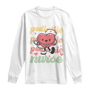 Valentine's Day Long Sleeve Shirt Retro Pediatric Nurse Cute Heart Stethoscope TS09 White Print Your Wear