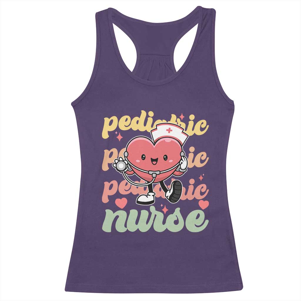 Valentine's Day Racerback Tank Top Retro Pediatric Nurse Cute Heart Stethoscope TS09 Purple Print Your Wear