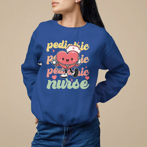 Valentine's Day Sweatshirt Retro Pediatric Nurse Cute Heart Stethoscope TS09 Royal Blue Printyourwear