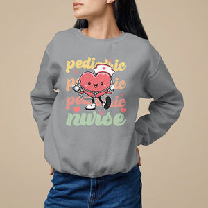 Valentine's Day Sweatshirt Retro Pediatric Nurse Cute Heart Stethoscope TS09 Sport Gray Printyourwear