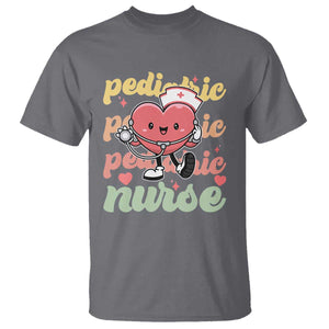 Valentine's Day T Shirt Retro Pediatric Nurse Cute Heart Stethoscope TS09 Charcoal Print Your Wear