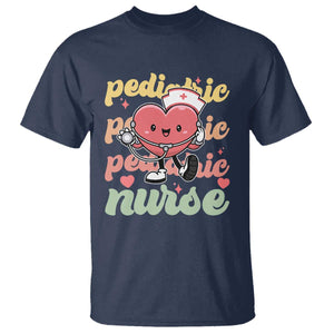 Valentine's Day T Shirt Retro Pediatric Nurse Cute Heart Stethoscope TS09 Navy Print Your Wear