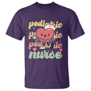 Valentine's Day T Shirt Retro Pediatric Nurse Cute Heart Stethoscope TS09 Purple Print Your Wear