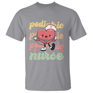 Valentine's Day T Shirt Retro Pediatric Nurse Cute Heart Stethoscope TS09 Sport Gray Print Your Wear