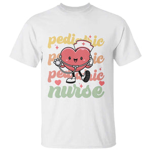 Valentine's Day T Shirt Retro Pediatric Nurse Cute Heart Stethoscope TS09 White Print Your Wear