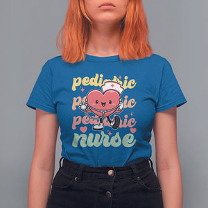 Valentine's Day T Shirt For Women Retro Pediatric Nurse Cute Heart Stethoscope TS09 Royal Blue Printyourwear