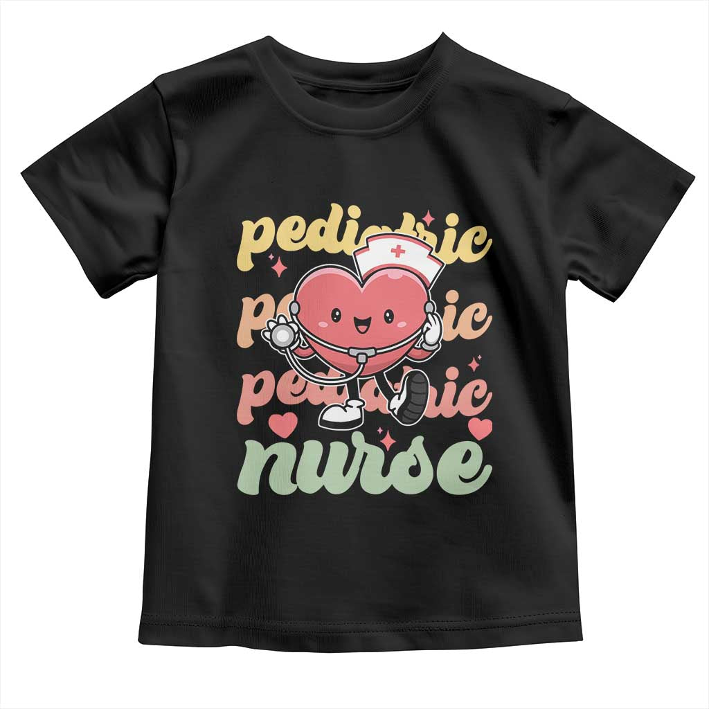 Valentine's Day Toddler T Shirt Retro Pediatric Nurse Cute Heart Stethoscope TS09 Black Print Your Wear