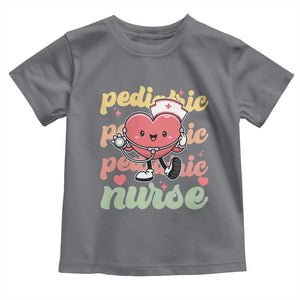 Valentine's Day Toddler T Shirt Retro Pediatric Nurse Cute Heart Stethoscope TS09 Charcoal Print Your Wear