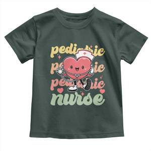 Valentine's Day Toddler T Shirt Retro Pediatric Nurse Cute Heart Stethoscope TS09 Dark Forest Green Print Your Wear