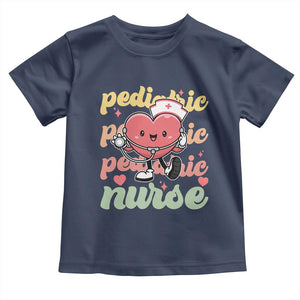 Valentine's Day Toddler T Shirt Retro Pediatric Nurse Cute Heart Stethoscope TS09 Navy Print Your Wear