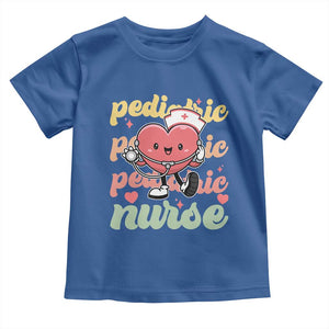 Valentine's Day Toddler T Shirt Retro Pediatric Nurse Cute Heart Stethoscope TS09 Royal Blue Print Your Wear