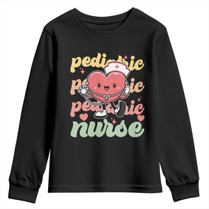 Valentine's Day Youth Sweatshirt Retro Pediatric Nurse Cute Heart Stethoscope TS09 Black Print Your Wear