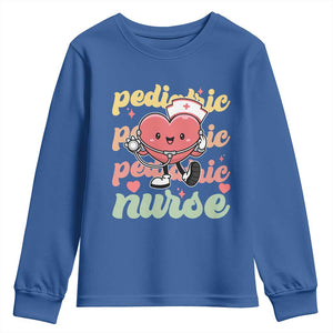 Valentine's Day Youth Sweatshirt Retro Pediatric Nurse Cute Heart Stethoscope TS09 Royal Blue Print Your Wear