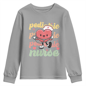 Valentine's Day Youth Sweatshirt Retro Pediatric Nurse Cute Heart Stethoscope TS09 Sport Gray Print Your Wear