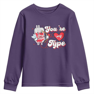 Valentine's Day Youth Sweatshirt You're My Type Medical Pun Blood Nurse TS09 Purple Print Your Wear