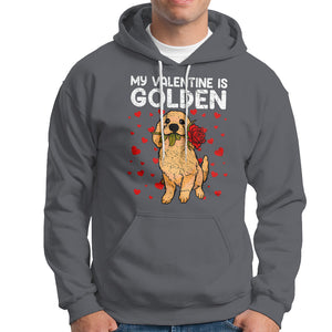 Valentine's Day Hoodie My Valentine Is Golden Retriever Cute Pet Dog Rose TS09 Charcoal Printyourwear