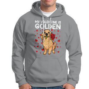 Valentine's Day Hoodie My Valentine Is Golden Retriever Cute Pet Dog Rose TS09 Sport Gray Printyourwear