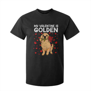 Valentine's Day T Shirt For Kid My Valentine Is Golden Retriever Cute Pet Dog Rose TS09 Black Print Your Wear