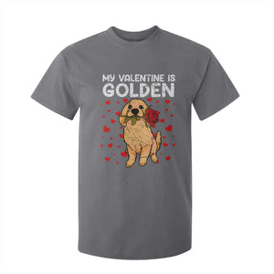 Valentine's Day T Shirt For Kid My Valentine Is Golden Retriever Cute Pet Dog Rose TS09 Charcoal Print Your Wear