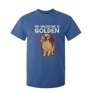 Valentine's Day T Shirt For Kid My Valentine Is Golden Retriever Cute Pet Dog Rose TS09 Royal Blue Print Your Wear