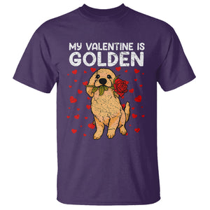 Valentine's Day T Shirt My Valentine Is Golden Retriever Cute Pet Dog Rose TS09 Purple Printyourwear