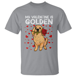 Valentine's Day T Shirt My Valentine Is Golden Retriever Cute Pet Dog Rose TS09 Sport Gray Printyourwear