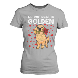 Valentine's Day T Shirt For Women My Valentine Is Golden Retriever Cute Pet Dog Rose TS09 Sport Gray Print Your Wear