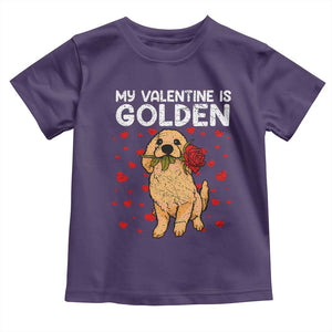 Valentine's Day Toddler T Shirt My Valentine Is Golden Retriever Cute Pet Dog Rose TS09 Purple Print Your Wear