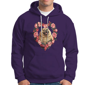 Valentine's Day Hoodie My Valentine Is Pug Cute Pet Dog Rose Heart Shape TS09 Purple Printyourwear