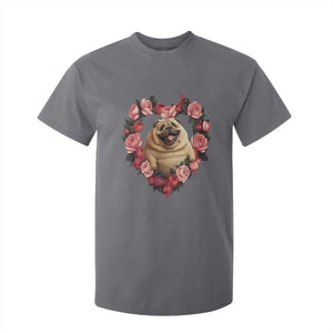 Valentine's Day T Shirt For Kid My Valentine Is Pug Cute Pet Dog Rose Heart Shape TS09 Charcoal Print Your Wear