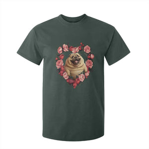 Valentine's Day T Shirt For Kid My Valentine Is Pug Cute Pet Dog Rose Heart Shape TS09 Dark Forest Green Print Your Wear