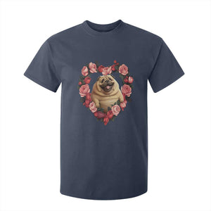 Valentine's Day T Shirt For Kid My Valentine Is Pug Cute Pet Dog Rose Heart Shape TS09 Navy Print Your Wear