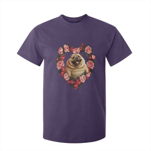 Valentine's Day T Shirt For Kid My Valentine Is Pug Cute Pet Dog Rose Heart Shape TS09 Purple Print Your Wear