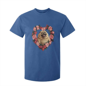 Valentine's Day T Shirt For Kid My Valentine Is Pug Cute Pet Dog Rose Heart Shape TS09 Royal Blue Print Your Wear