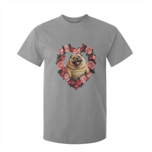 Valentine's Day T Shirt For Kid My Valentine Is Pug Cute Pet Dog Rose Heart Shape TS09 Sport Gray Print Your Wear