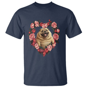 Valentine's Day T Shirt My Valentine Is Pug Cute Pet Dog Rose Heart Shape TS09 Navy Printyourwear