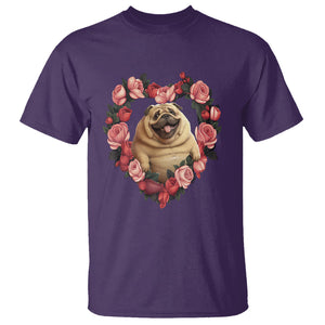 Valentine's Day T Shirt My Valentine Is Pug Cute Pet Dog Rose Heart Shape TS09 Purple Printyourwear