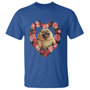 Valentine's Day T Shirt My Valentine Is Pug Cute Pet Dog Rose Heart Shape TS09 Royal Blue Printyourwear