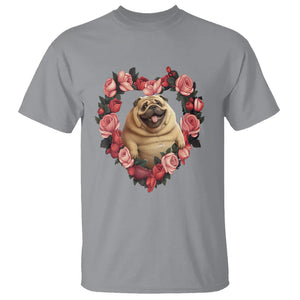 Valentine's Day T Shirt My Valentine Is Pug Cute Pet Dog Rose Heart Shape TS09 Sport Gray Printyourwear