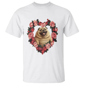 Valentine's Day T Shirt My Valentine Is Pug Cute Pet Dog Rose Heart Shape TS09 White Printyourwear