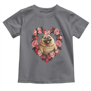 Valentine's Day Toddler T Shirt My Valentine Is Pug Cute Pet Dog Rose Heart Shape TS09 Charcoal Print Your Wear