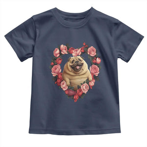 Valentine's Day Toddler T Shirt My Valentine Is Pug Cute Pet Dog Rose Heart Shape TS09 Navy Print Your Wear