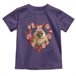 Valentine's Day Toddler T Shirt My Valentine Is Pug Cute Pet Dog Rose Heart Shape TS09 Purple Print Your Wear