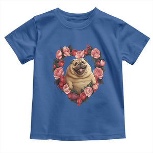 Valentine's Day Toddler T Shirt My Valentine Is Pug Cute Pet Dog Rose Heart Shape TS09 Royal Blue Print Your Wear