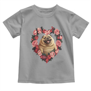 Valentine's Day Toddler T Shirt My Valentine Is Pug Cute Pet Dog Rose Heart Shape TS09 Sport Gray Print Your Wear